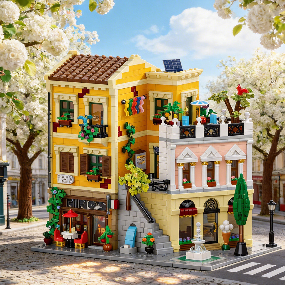 4507Pcs Roma Corner Store Building Blocks Bricks Toys Street View 10216