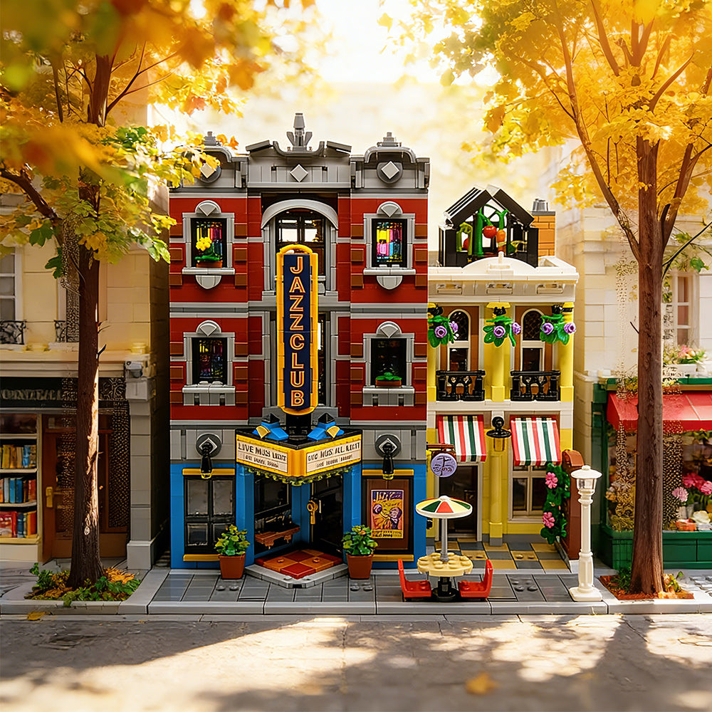City Street View Jazz Club Pizzeria 2988Pcs Building Blocks Bricks With Minifigures