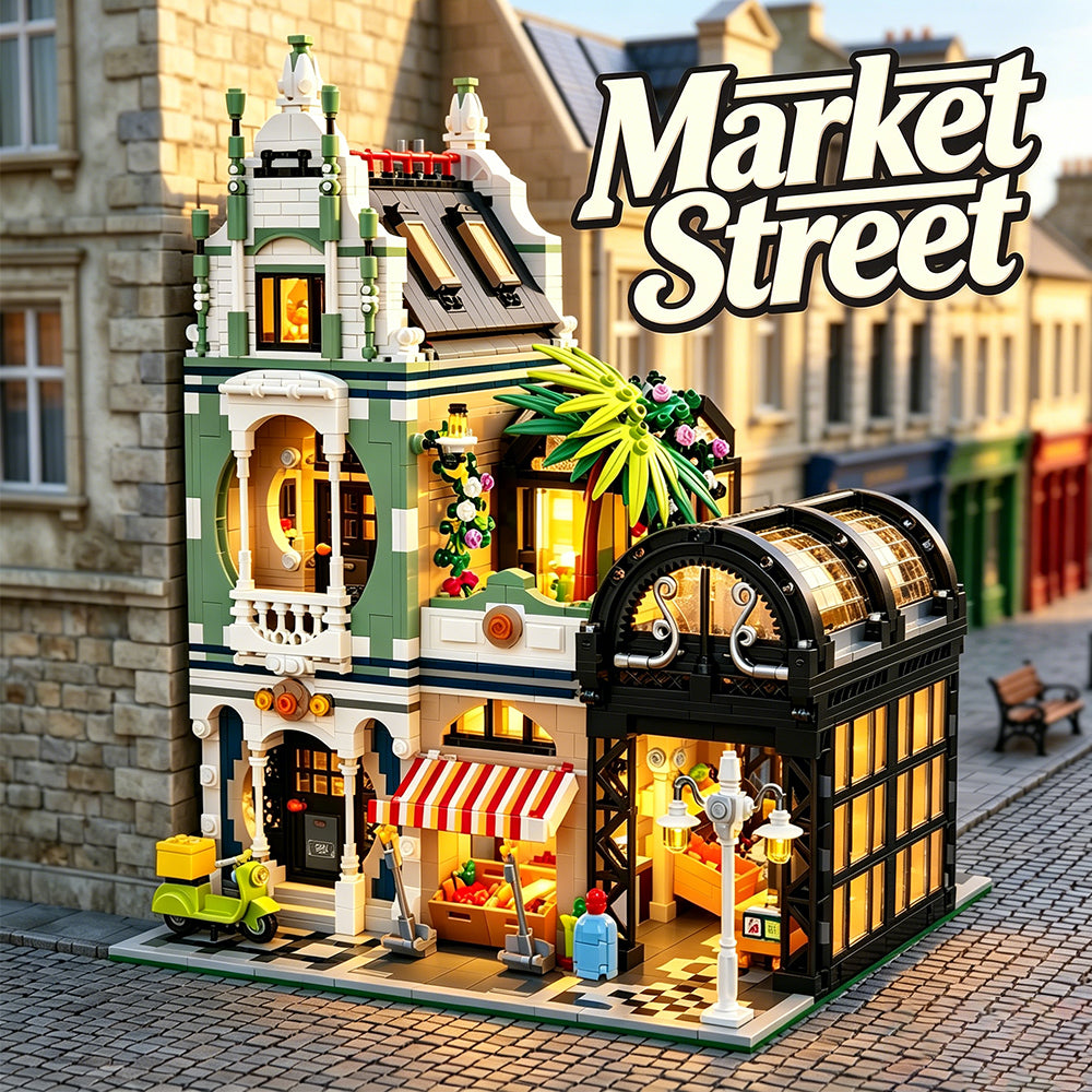 2892Pcs Market Street Building Blocks Bricks Toys Street View 89155