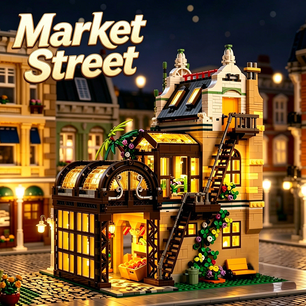 2892Pcs Market Street Building Blocks Bricks Toys Street View 89155
