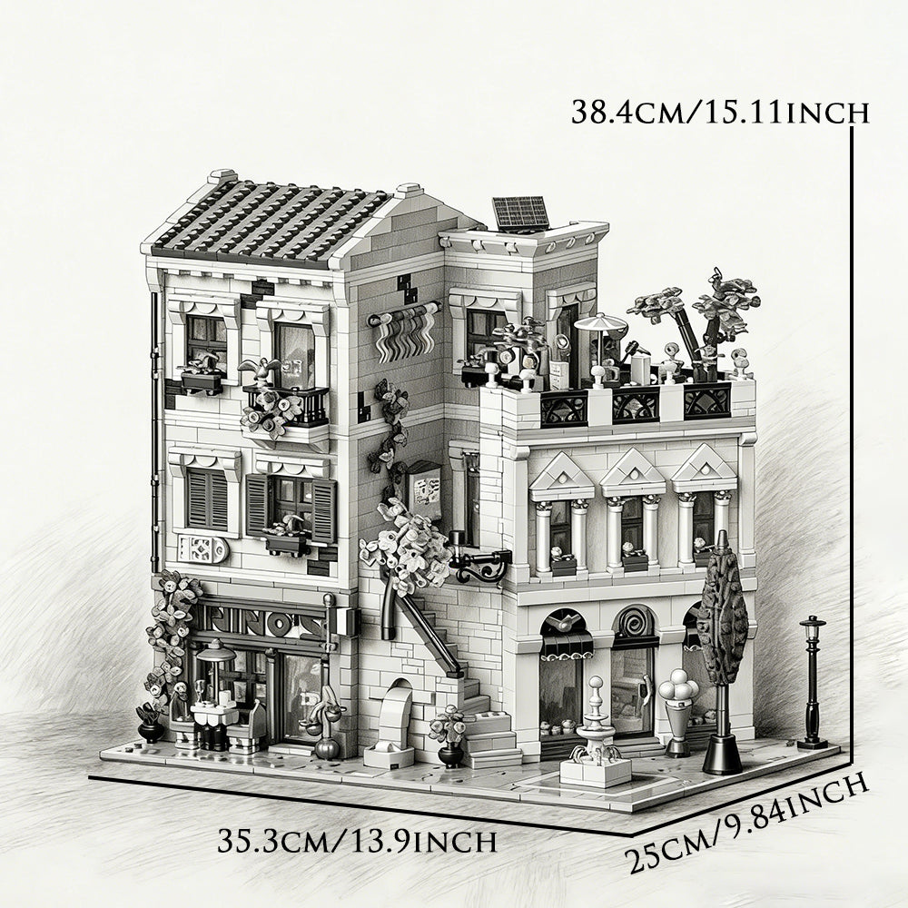 4507Pcs Roma Corner Store Building Blocks Bricks Toys Street View 10216