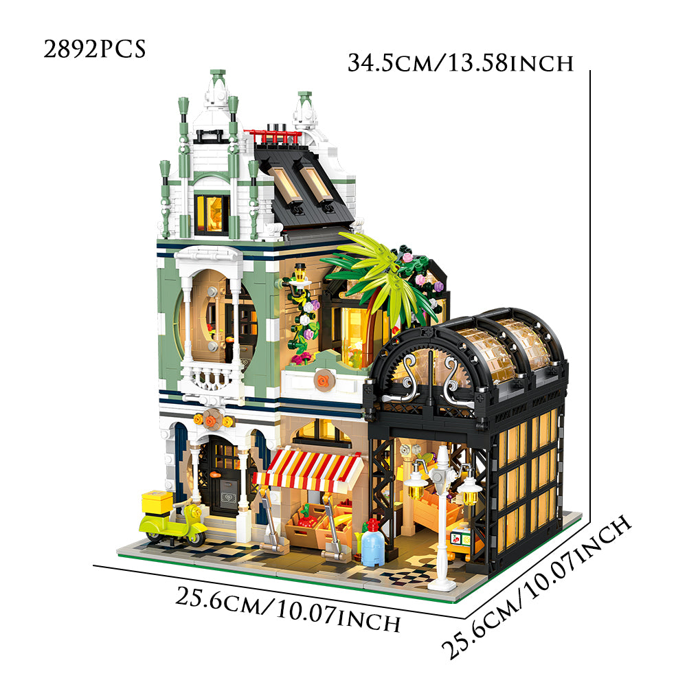 2892Pcs Market Street Building Blocks Bricks Toys Street View 89155